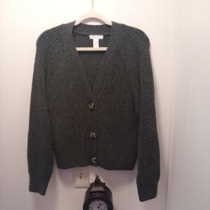 H & M Charcoal Button Up Sweater Size M